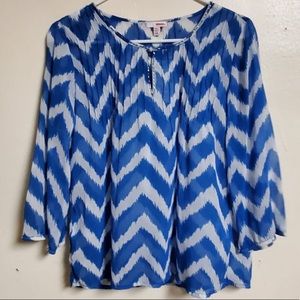 Bongo Chevron Print Sheer Blouse